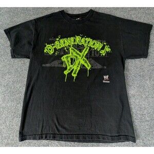 Vintage D-Generation X WWE T-Shirt Men's Sz Large Black w/ Green Letters